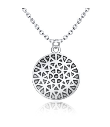 Circle  Carved Shaped Silver Necklace SPE-3528